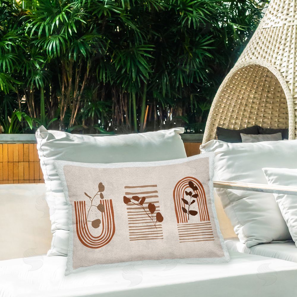 Jennifer T. Boho Herb Florals Outdoor Quick-Dry Polyester Printed Throw Pillow in Back Yard