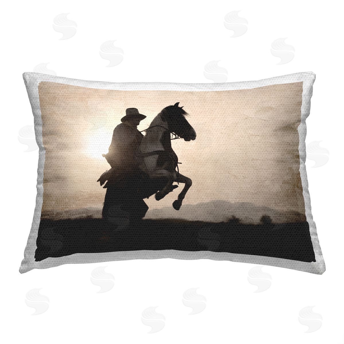 Kim Allen Western Cowboy Silhouette Outdoor Quick-Dry Polyester Printed Throw Pillow