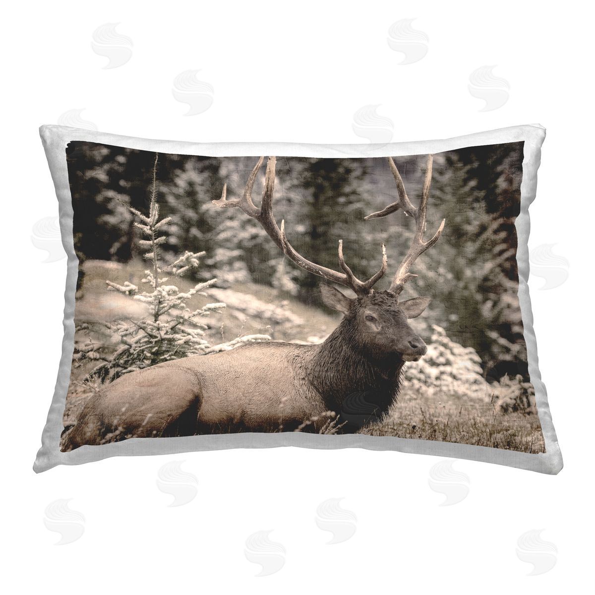 Kim Allen Forest Elk Portrait Printed Plush Polyester Throw Pillow