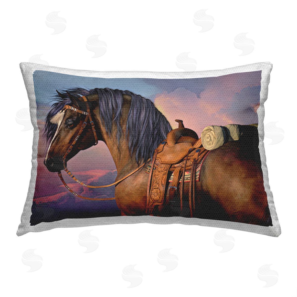 Laurie Prindle Cowboy's Pride Horse Outdoor Quick-Dry Polyester Printed Throw Pillow