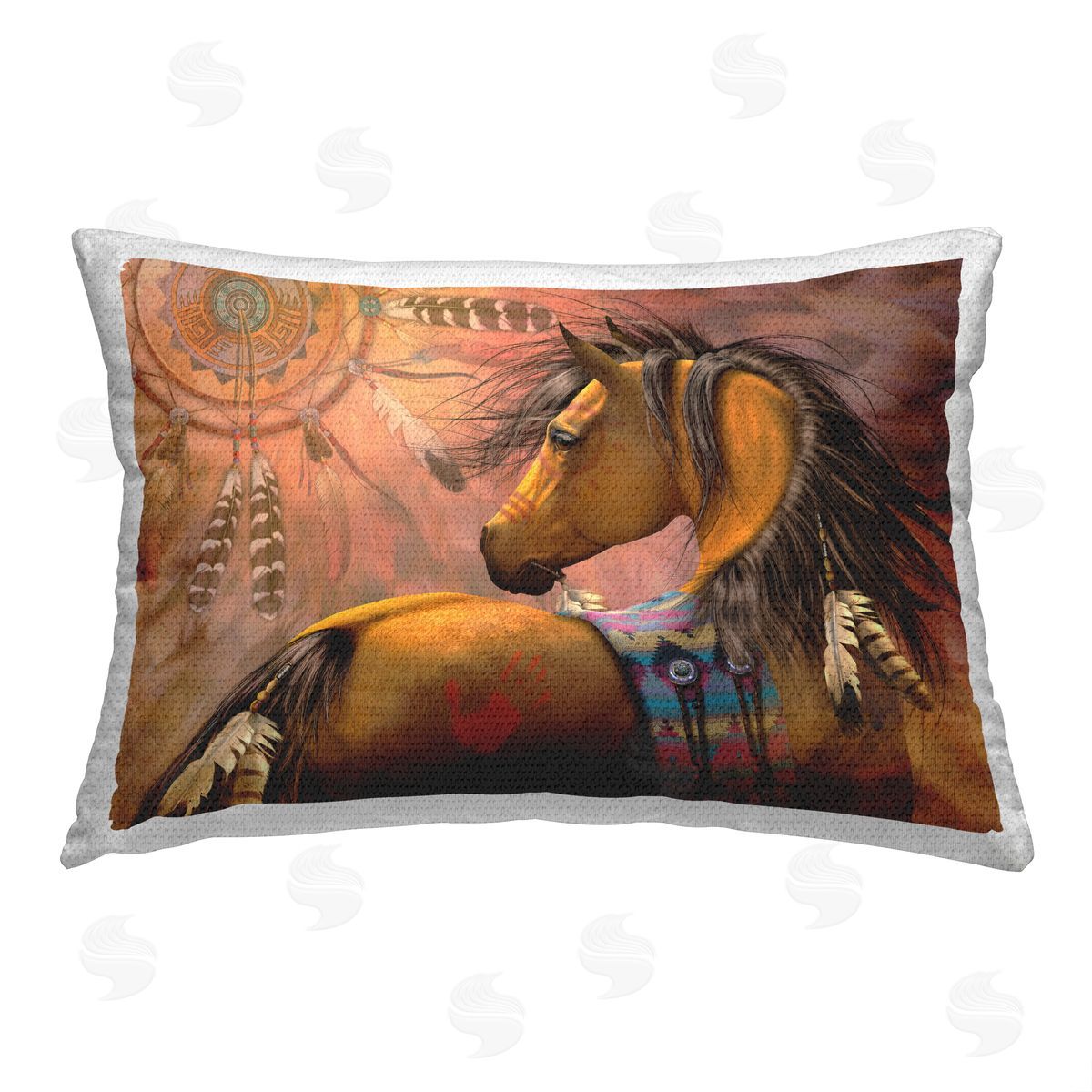 Laurie Prindle Kiowa Gold Horse Outdoor Quick-Dry Polyester Printed Throw Pillow