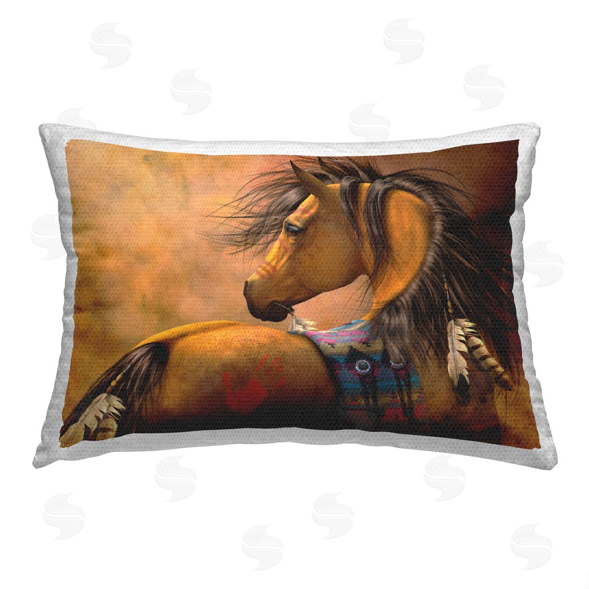 Laurie Prindle Native Horse Portrait Outdoor Quick-Dry Polyester Printed Throw Pillow