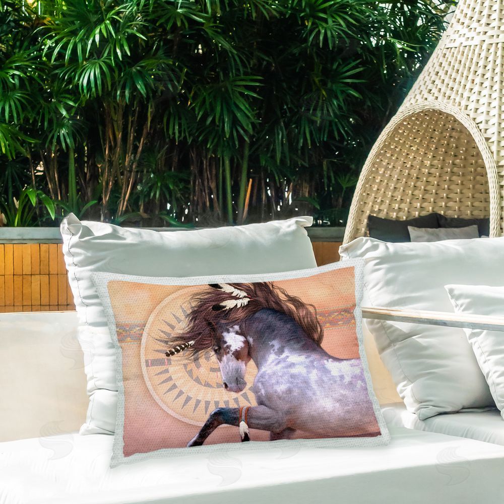 Laurie Prindle Patterned Native Spirit Outdoor Quick-Dry Polyester Printed Throw Pillow in Back Yard