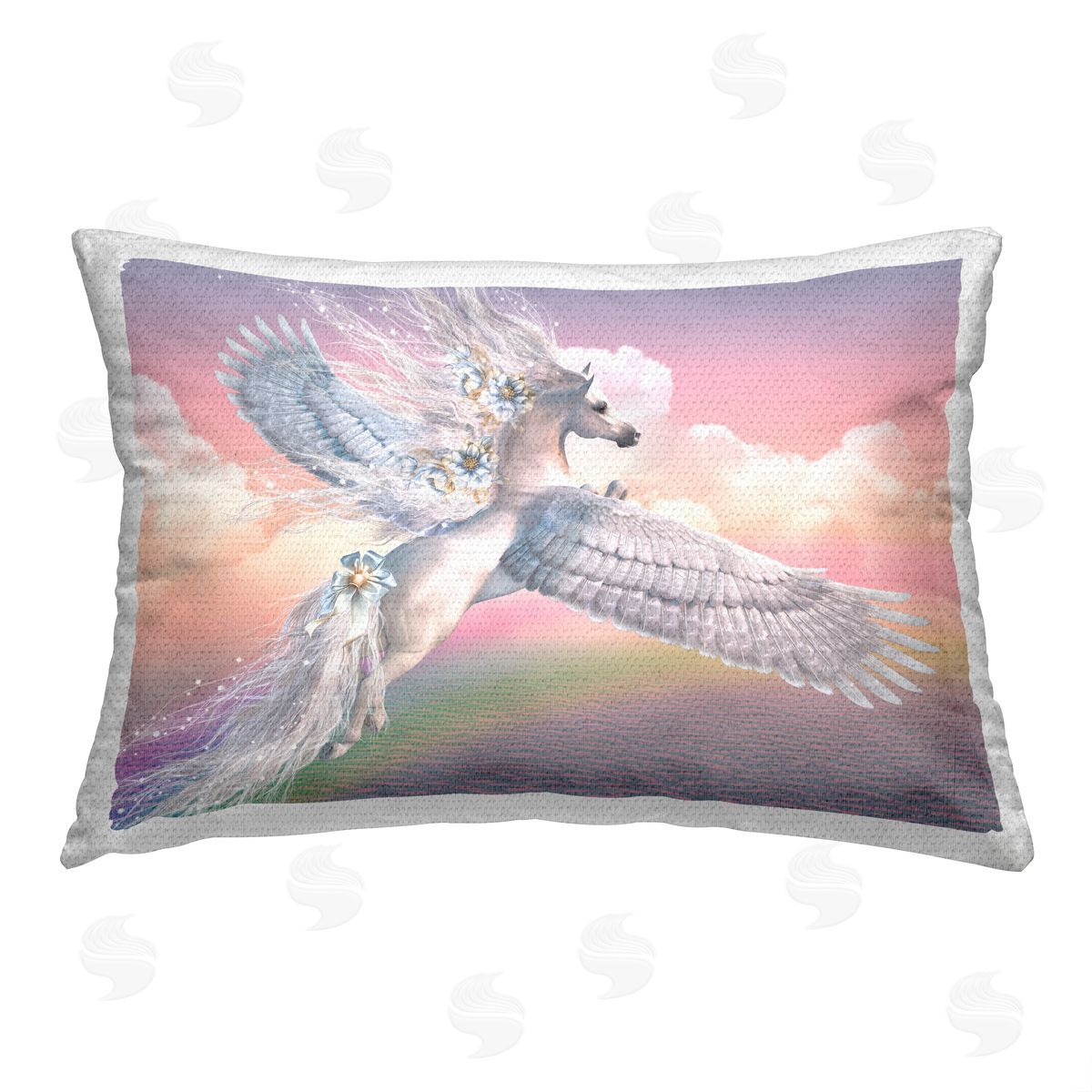 Laurie Prindle Over the Rainbow Pegasus Outdoor Quick-Dry Polyester Printed Throw Pillow
