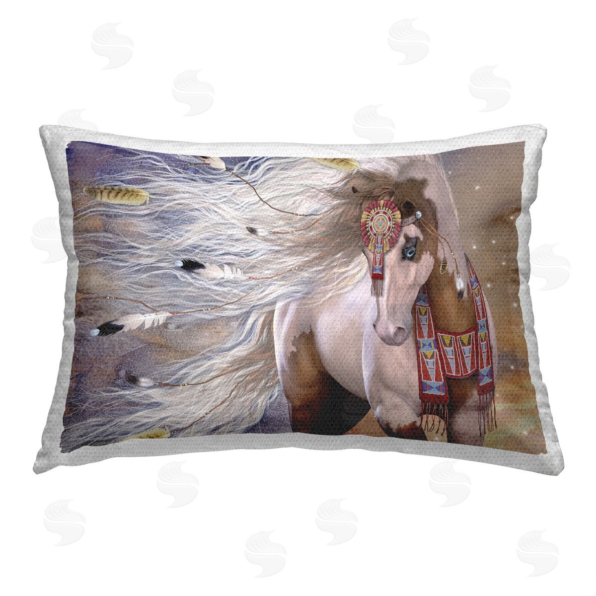 Laurie Prindle Windblown Native Horse Outdoor Quick-Dry Polyester Printed Throw Pillow