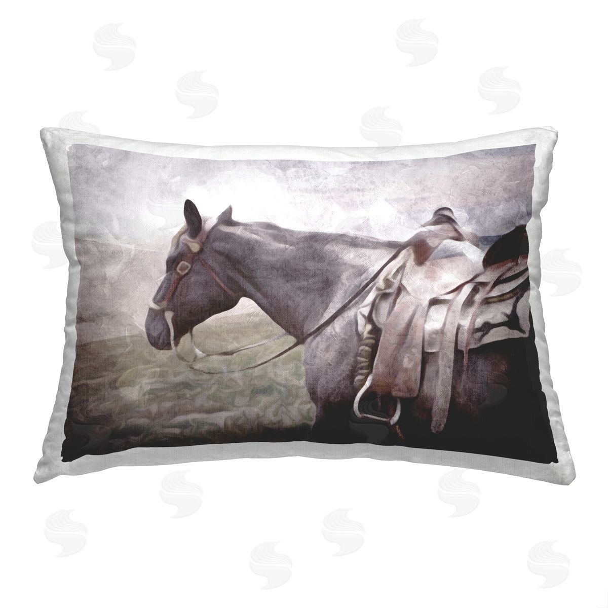 Milli Villa Horse with Saddle Printed Plush Polyester Throw Pillow