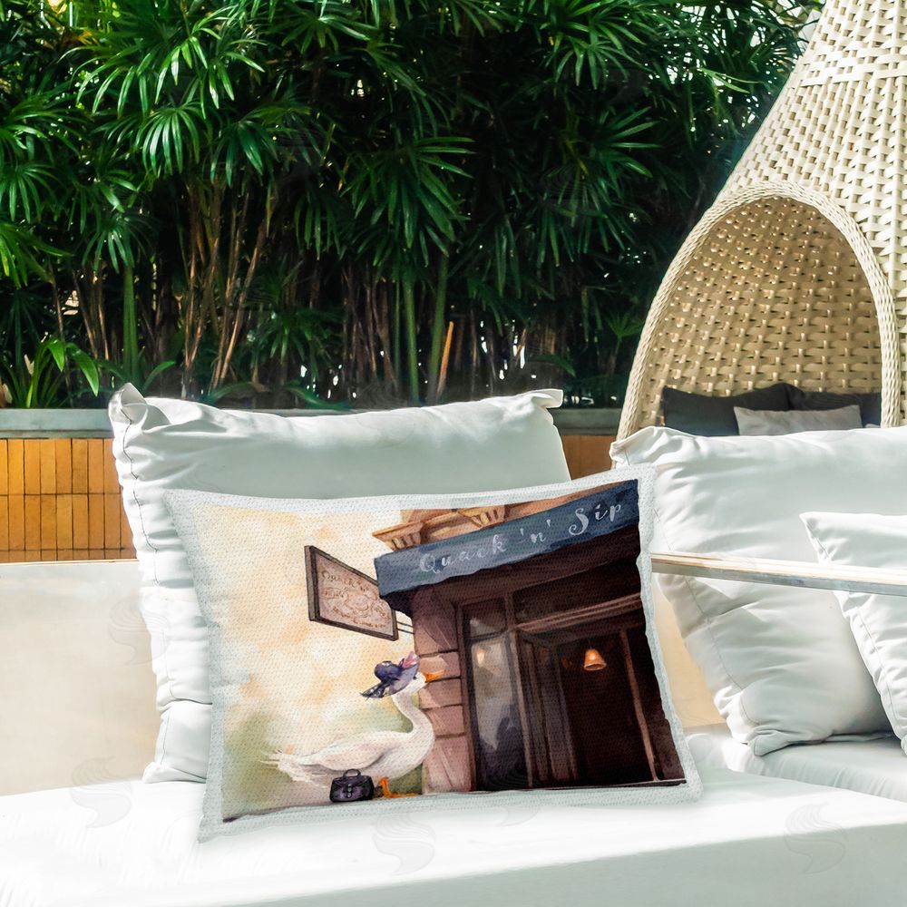 Ziwei Li Trendy Fashion Duck Outdoor Quick-Dry Polyester Printed Throw Pillow in Back Yard