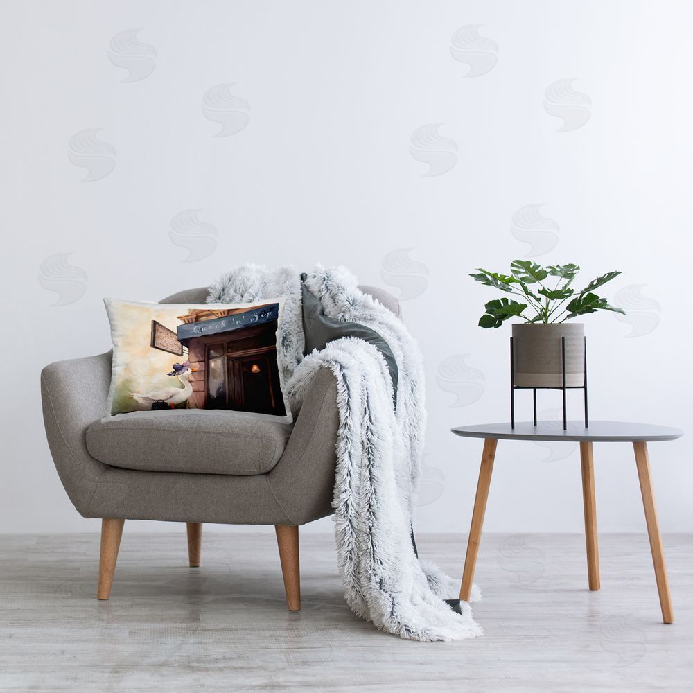Ziwei Li Trendy Fashion Duck Printed Plush Polyester Throw Pillow On Chair