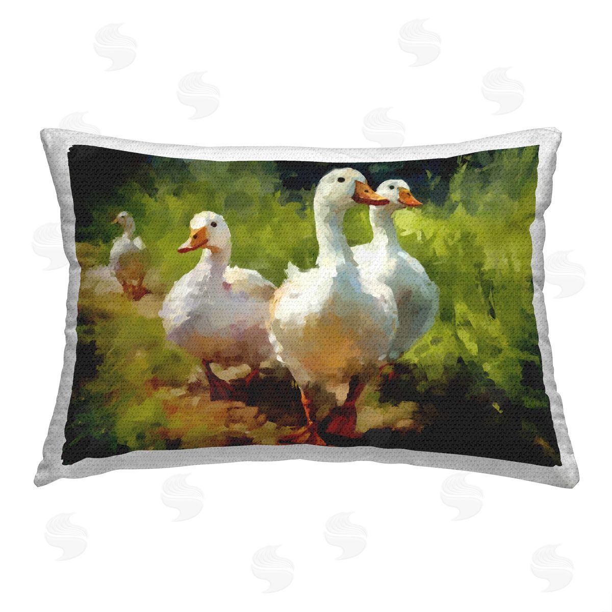 Ziwei Li Ducks in Woodland Nature Outdoor Quick-Dry Polyester Printed Throw Pillow