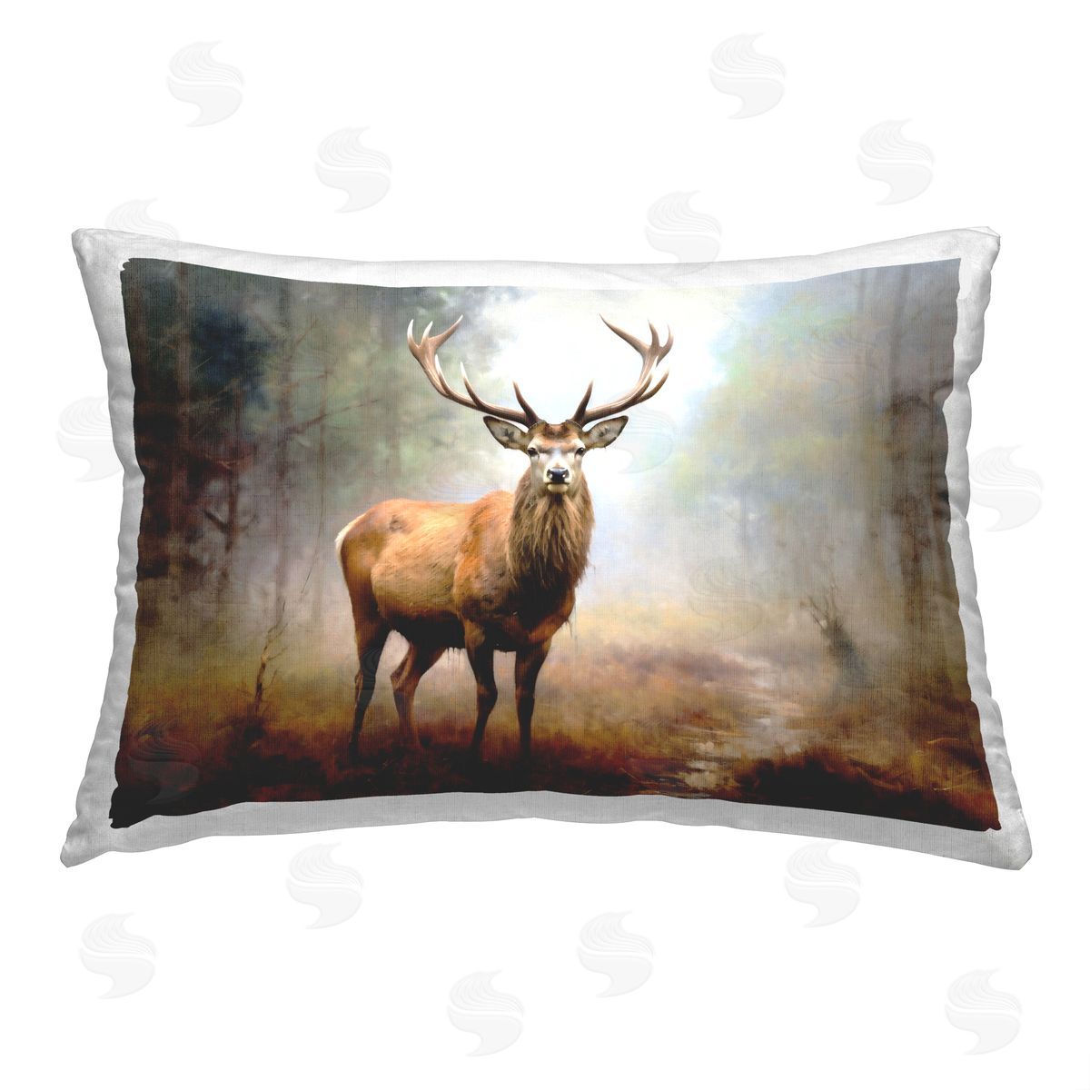 Ray Powers Wild Elk in Nature Printed Plush Polyester Throw Pillow