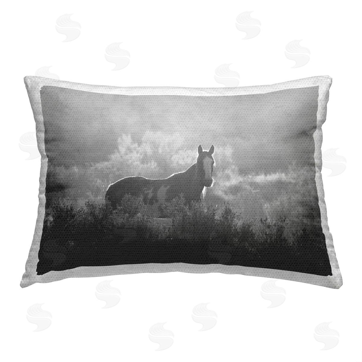 Steve Toole Grey Horse in Nature Outdoor Quick-Dry Polyester Printed Throw Pillow