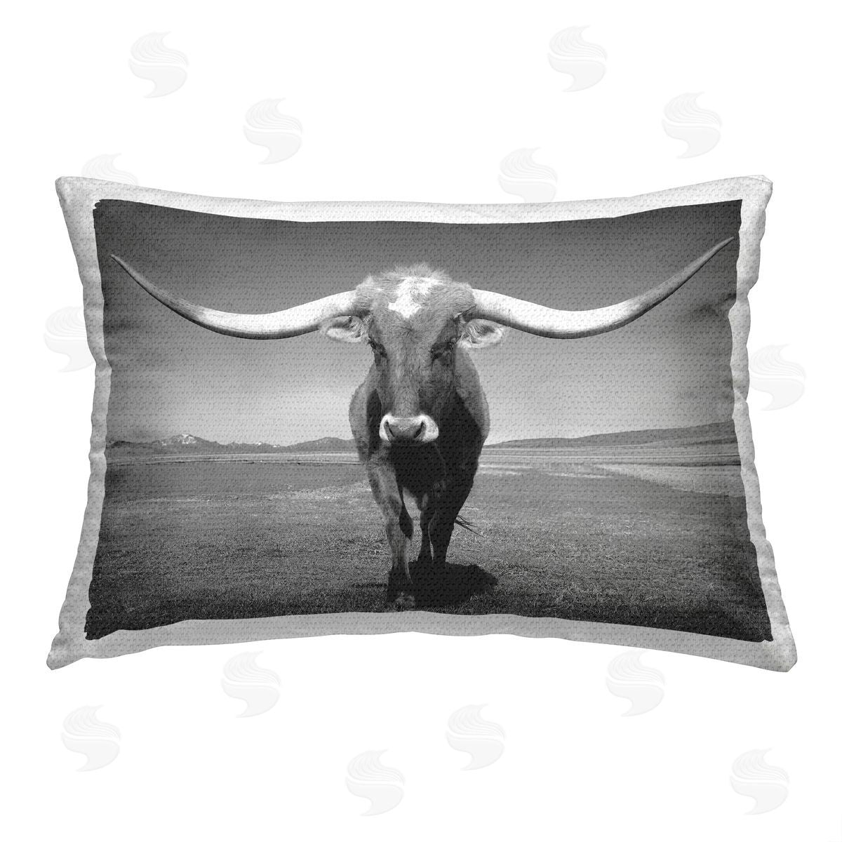 Steve Toole Longhorn Cow Portrait Outdoor Quick-Dry Polyester Printed Throw Pillow