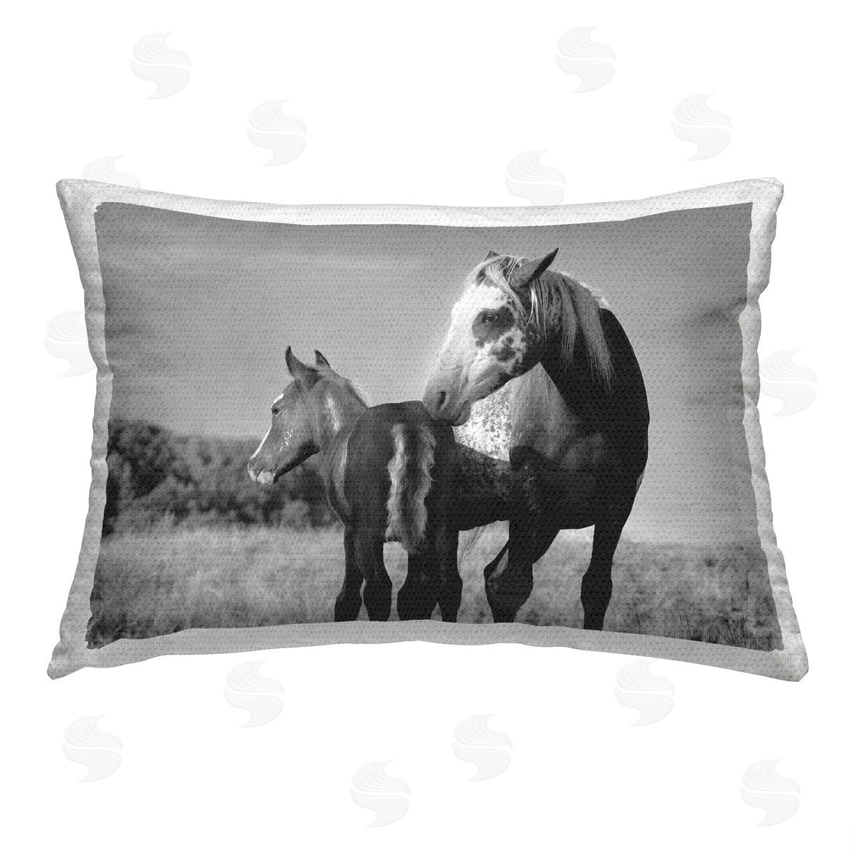 Steve Toole Grey Horse & Foal Outdoor Quick-Dry Polyester Printed Throw Pillow