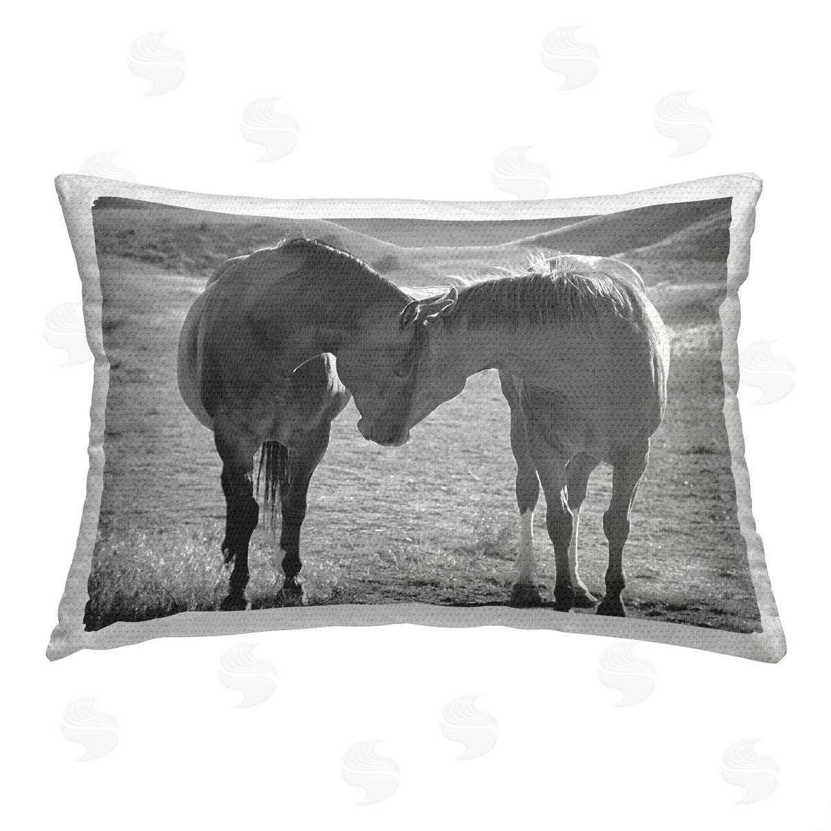 Steve Toole Hugging Horses Landscape Outdoor Quick-Dry Polyester Printed Throw Pillow