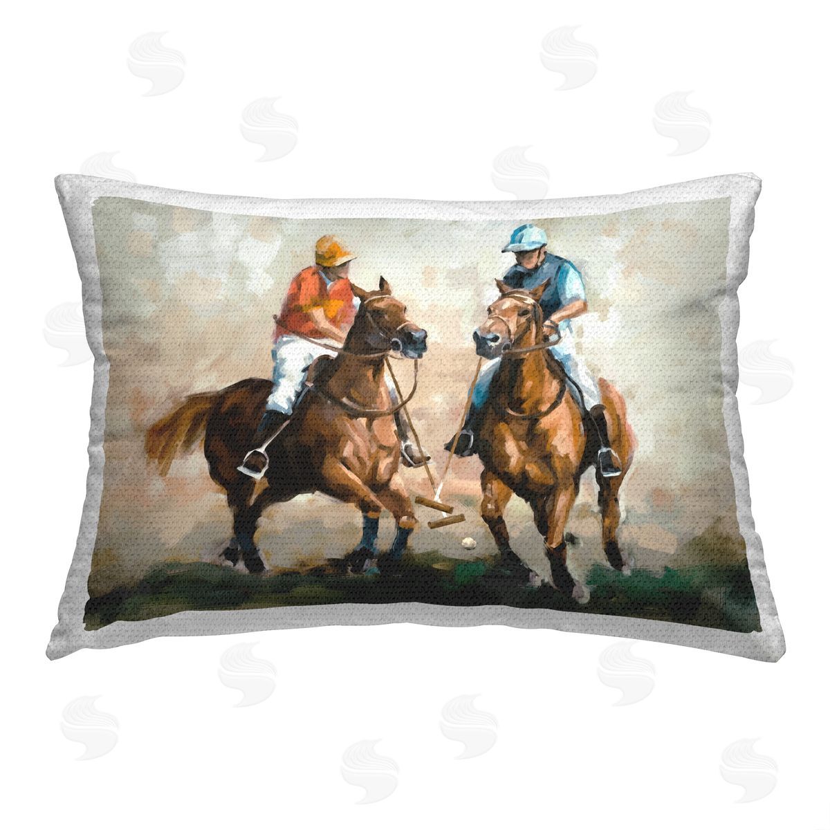 Ziwei Li Equestrian Polo Jockeys Outdoor Quick-Dry Polyester Printed Throw Pillow