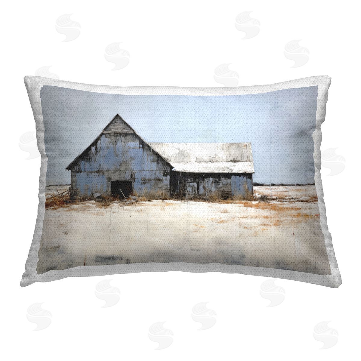 Ray Powers Country Barn in Winter Outdoor Quick-Dry Polyester Printed Throw Pillow
