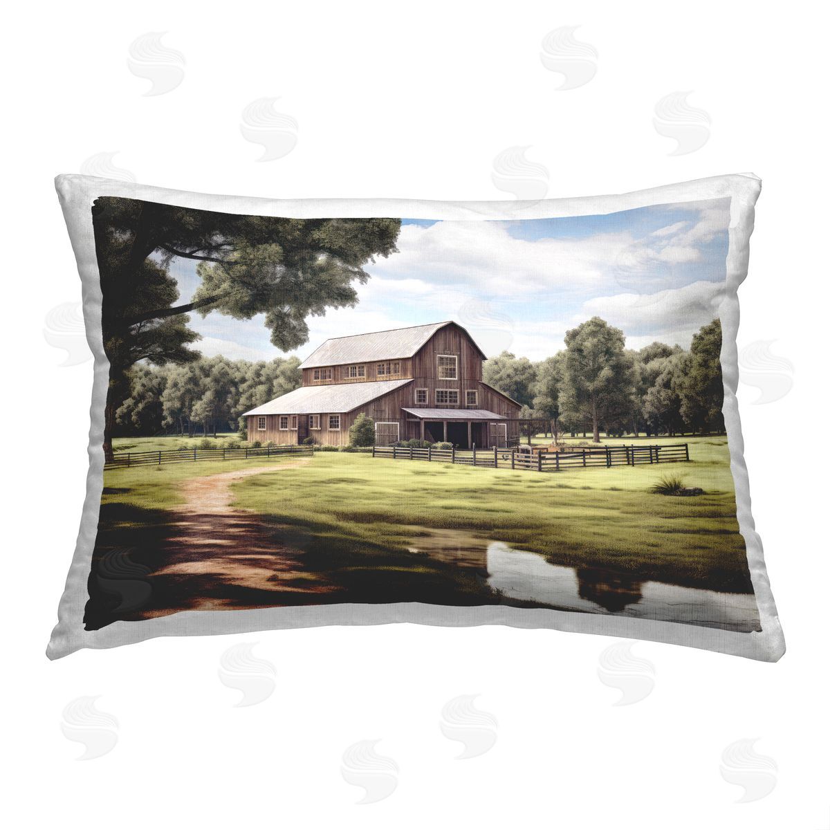 Ray Powers Rural Country Scenery Printed Plush Polyester Throw Pillow