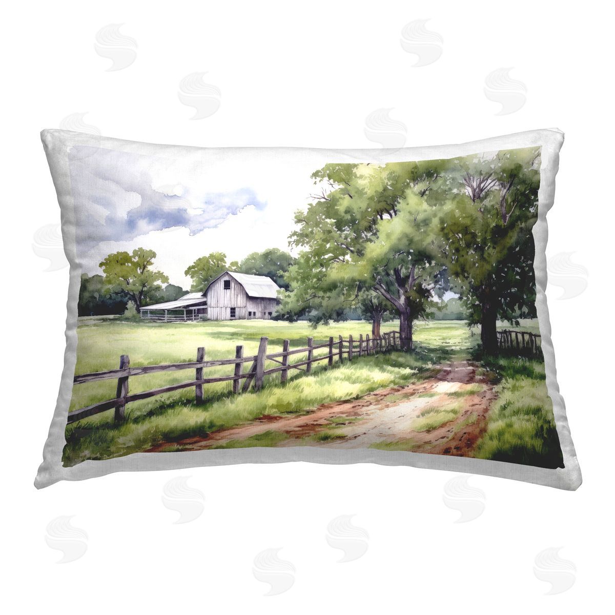 Ray Powers Country Cottage Path Printed Plush Polyester Throw Pillow