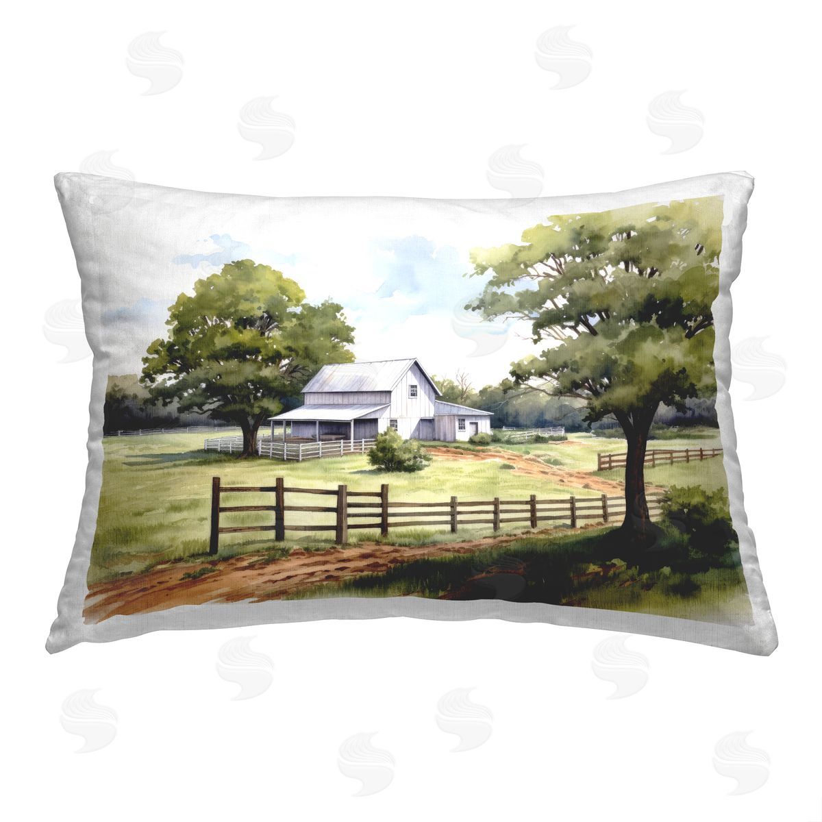 Ray Powers Rural Cottage Scenery Printed Plush Polyester Throw Pillow