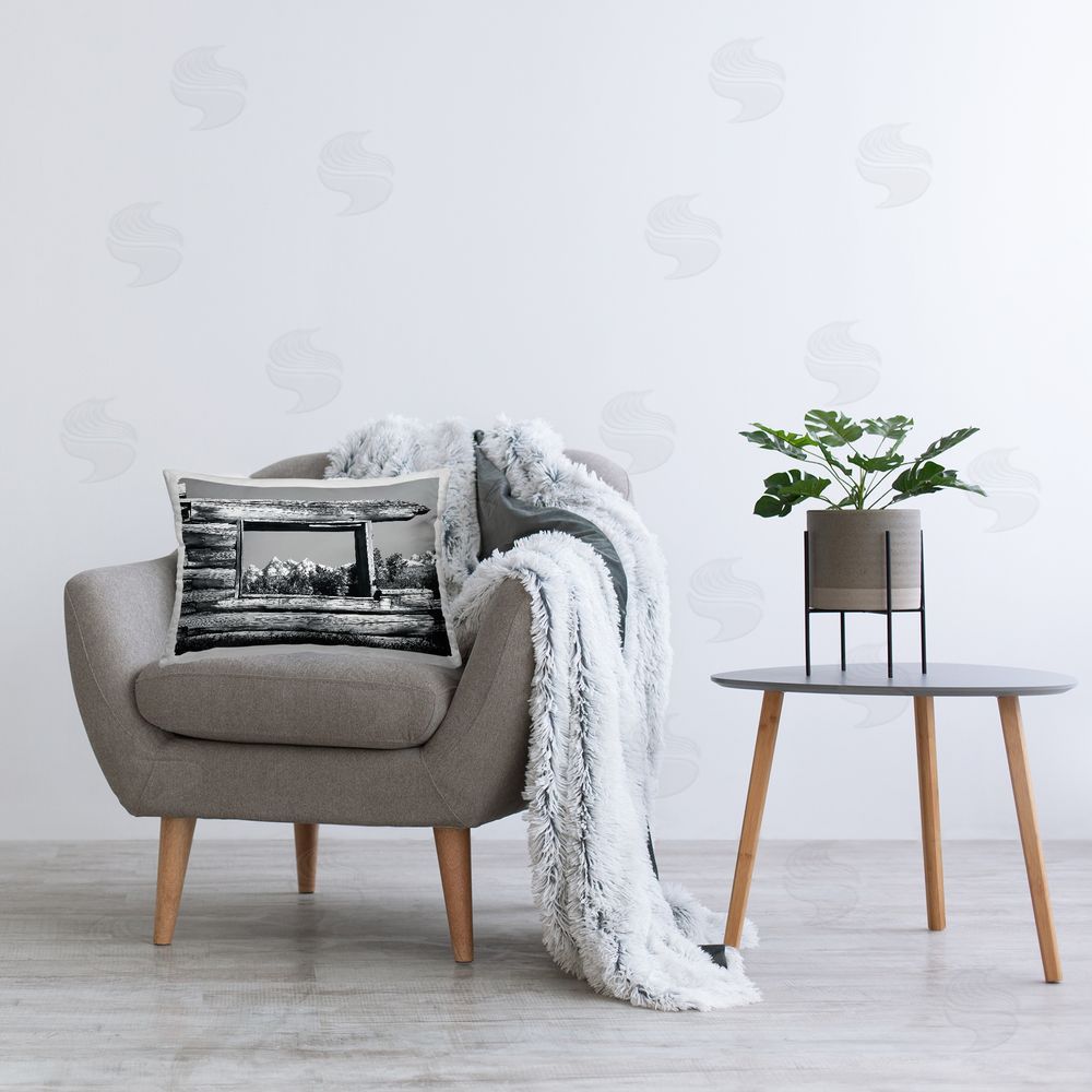 Steve Toole Rustic Country Window Printed Plush Polyester Throw Pillow On Chair