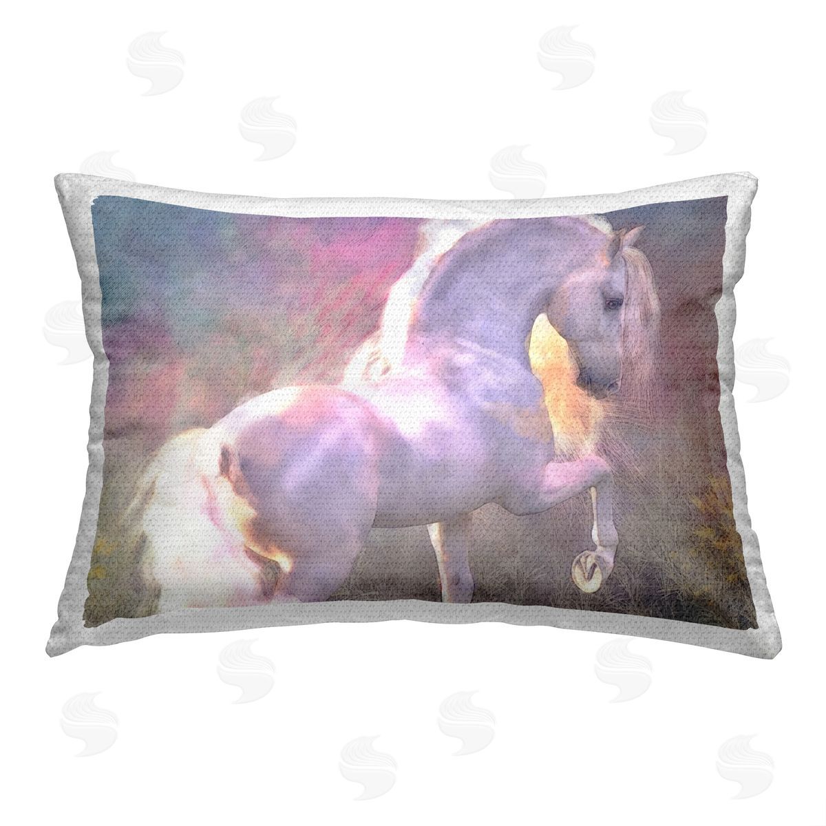 Laurie Prindle Evenglow Pastel Horse Outdoor Quick-Dry Polyester Printed Throw Pillow
