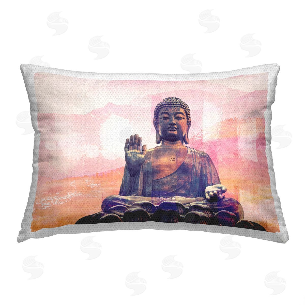 Elephant Stock Buddha Prayer Statue Outdoor Quick-Dry Polyester Printed Throw Pillow