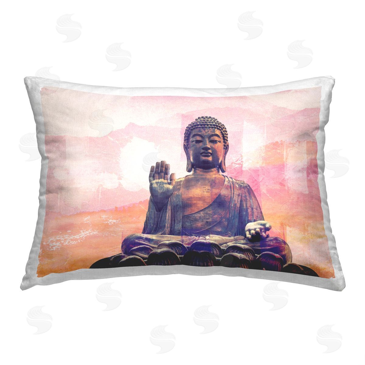 Elephant Stock Buddha Prayer Statue Printed Plush Polyester Throw Pillow