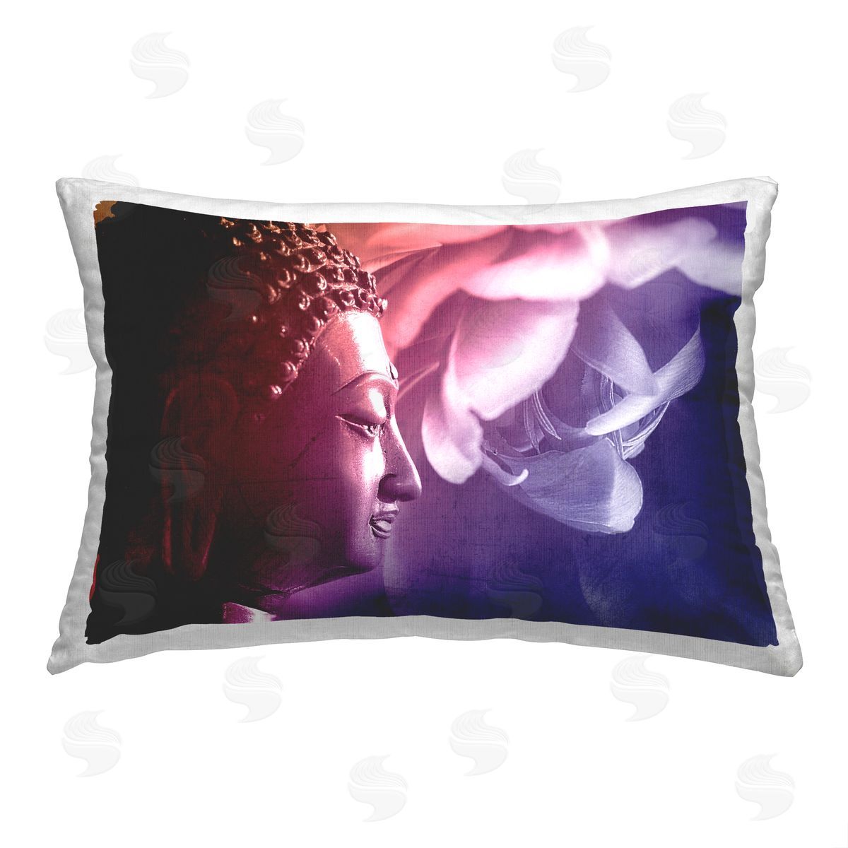 NirvanaDesigns Buddha & Flower Petals Printed Plush Polyester Throw Pillow