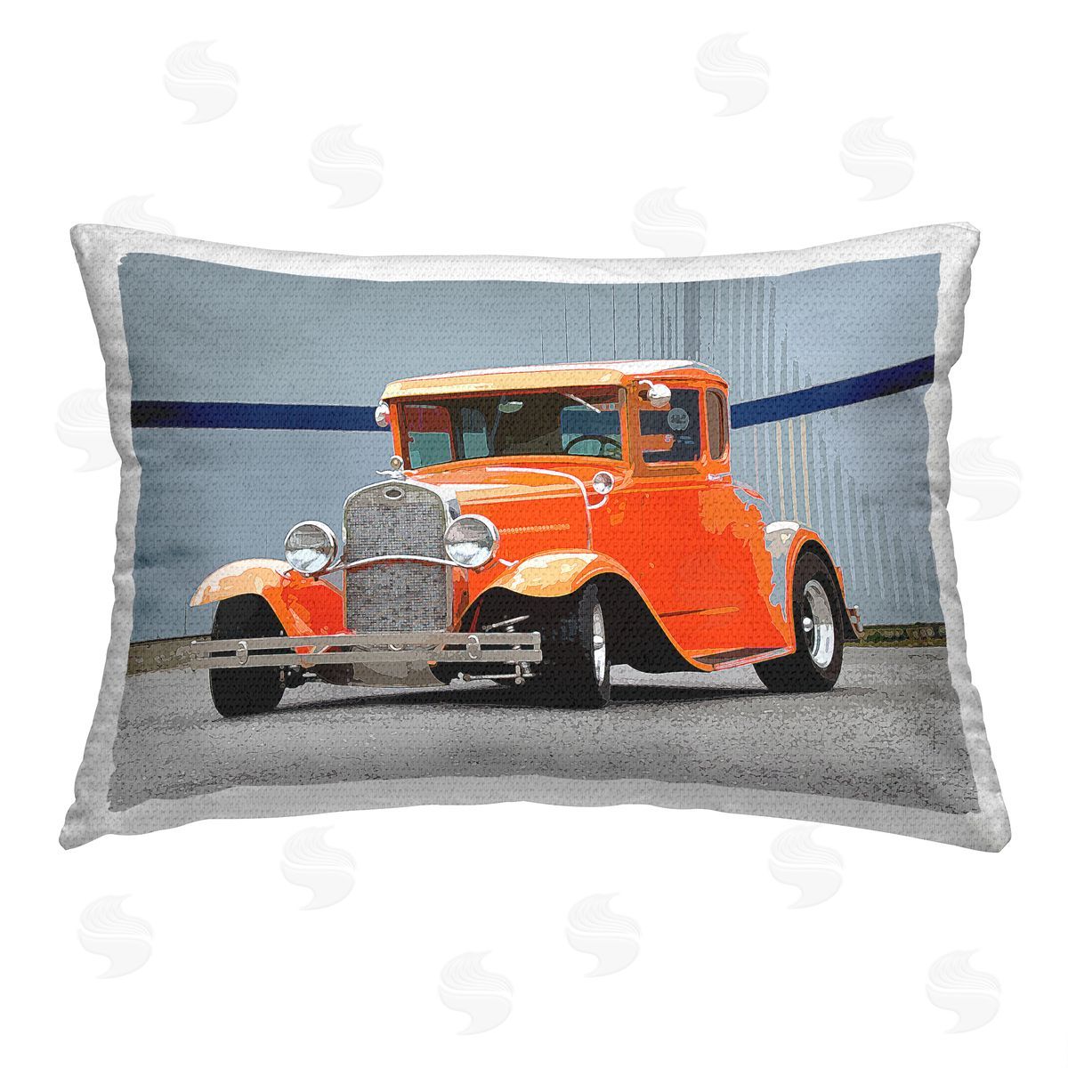 Clive Branson Orange Antique Car Outdoor Quick-Dry Polyester Printed Throw Pillow