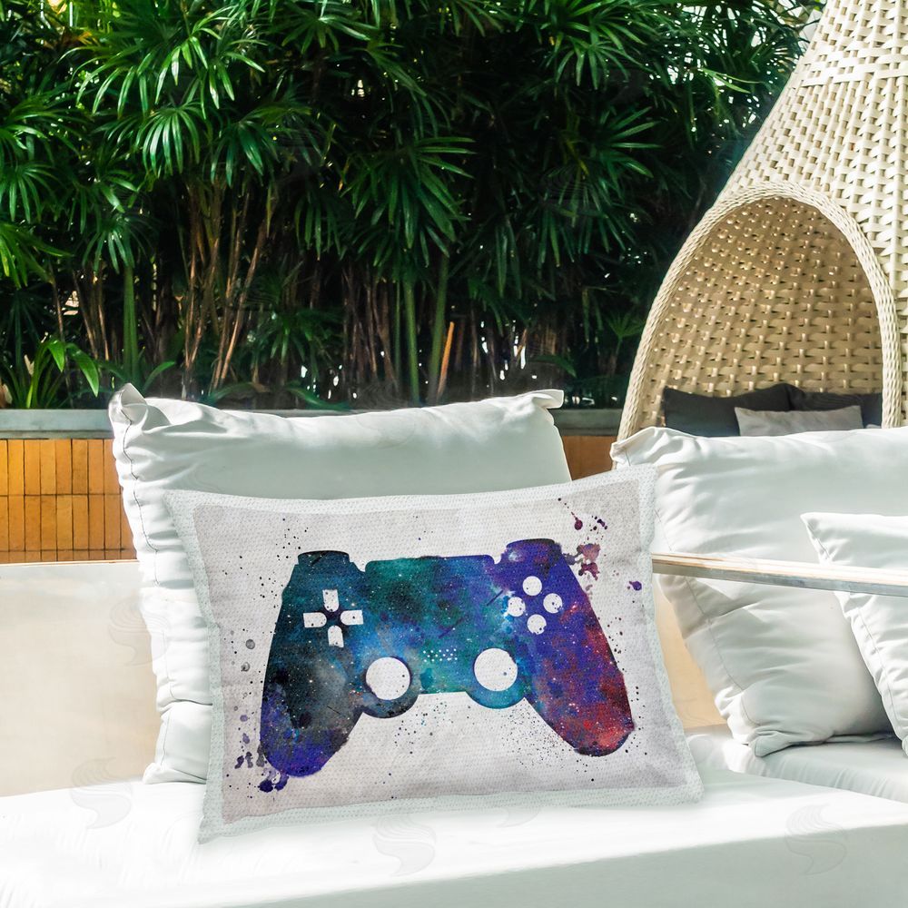 Logic Nerds Abstract Splash Gamer Outdoor Quick-Dry Polyester Printed Throw Pillow in Back Yard