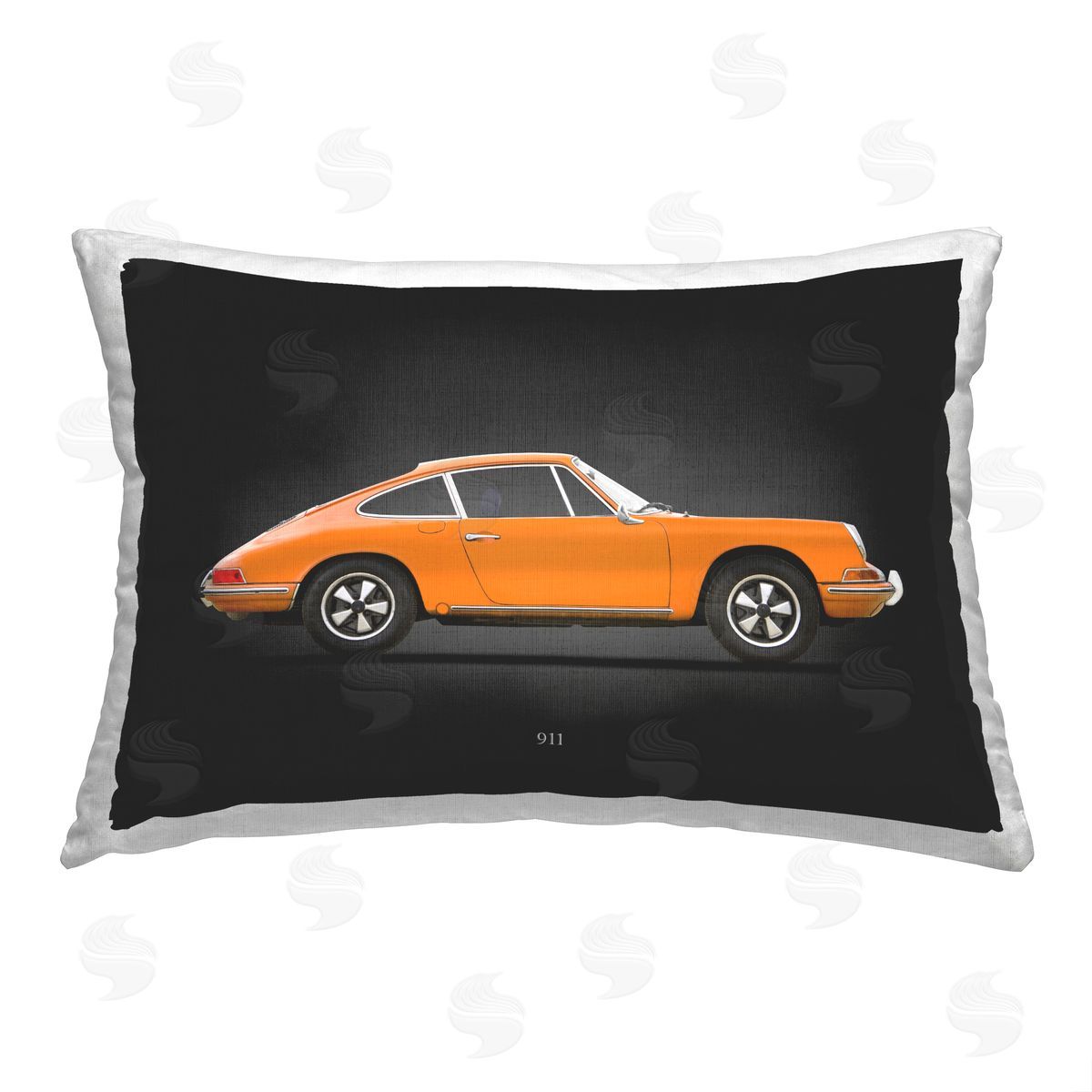 Mark Rogan Orange Antique Coupe Printed Plush Polyester Throw Pillow