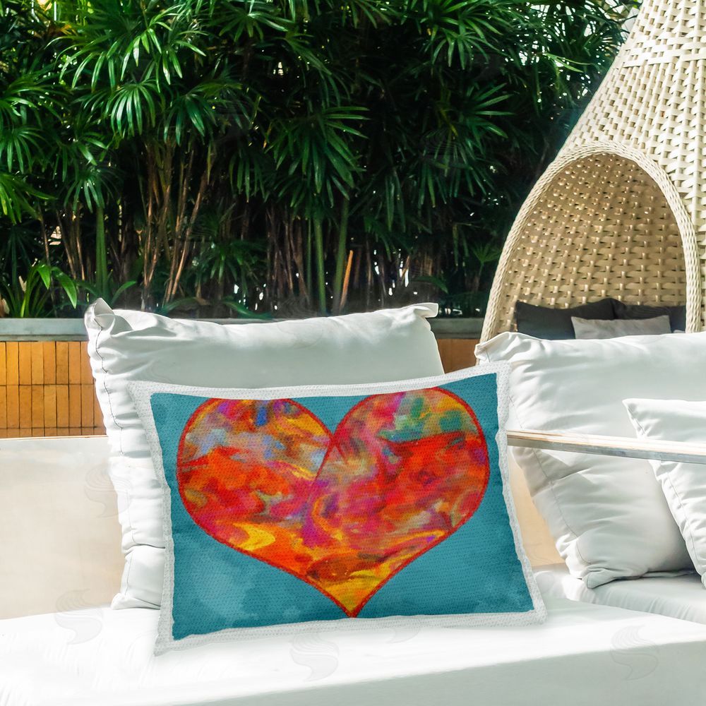 Daniel Sproul Modern Patterned Heart Outdoor Quick-Dry Polyester Printed Throw Pillow in Back Yard