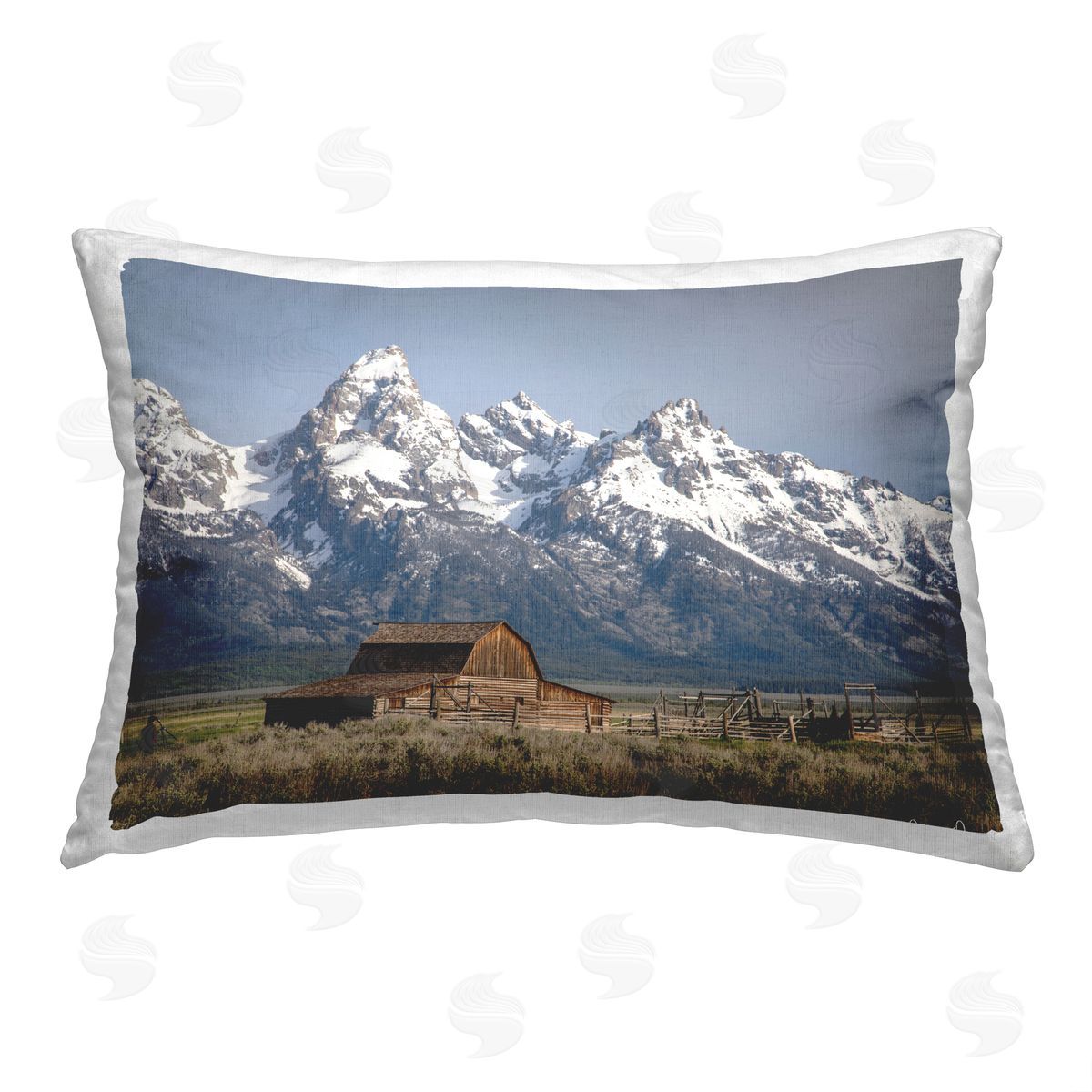 David Drost Rural Mountain Cabin Printed Plush Polyester Throw Pillow