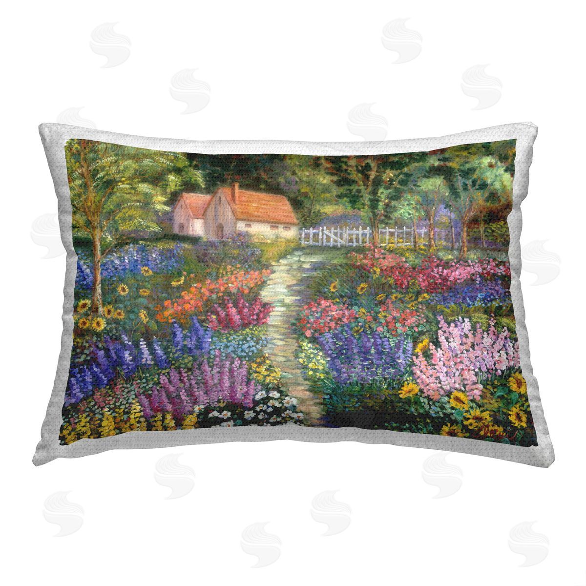 Alexi Fine Floral Garden Cottage Outdoor Quick-Dry Polyester Printed Throw Pillow