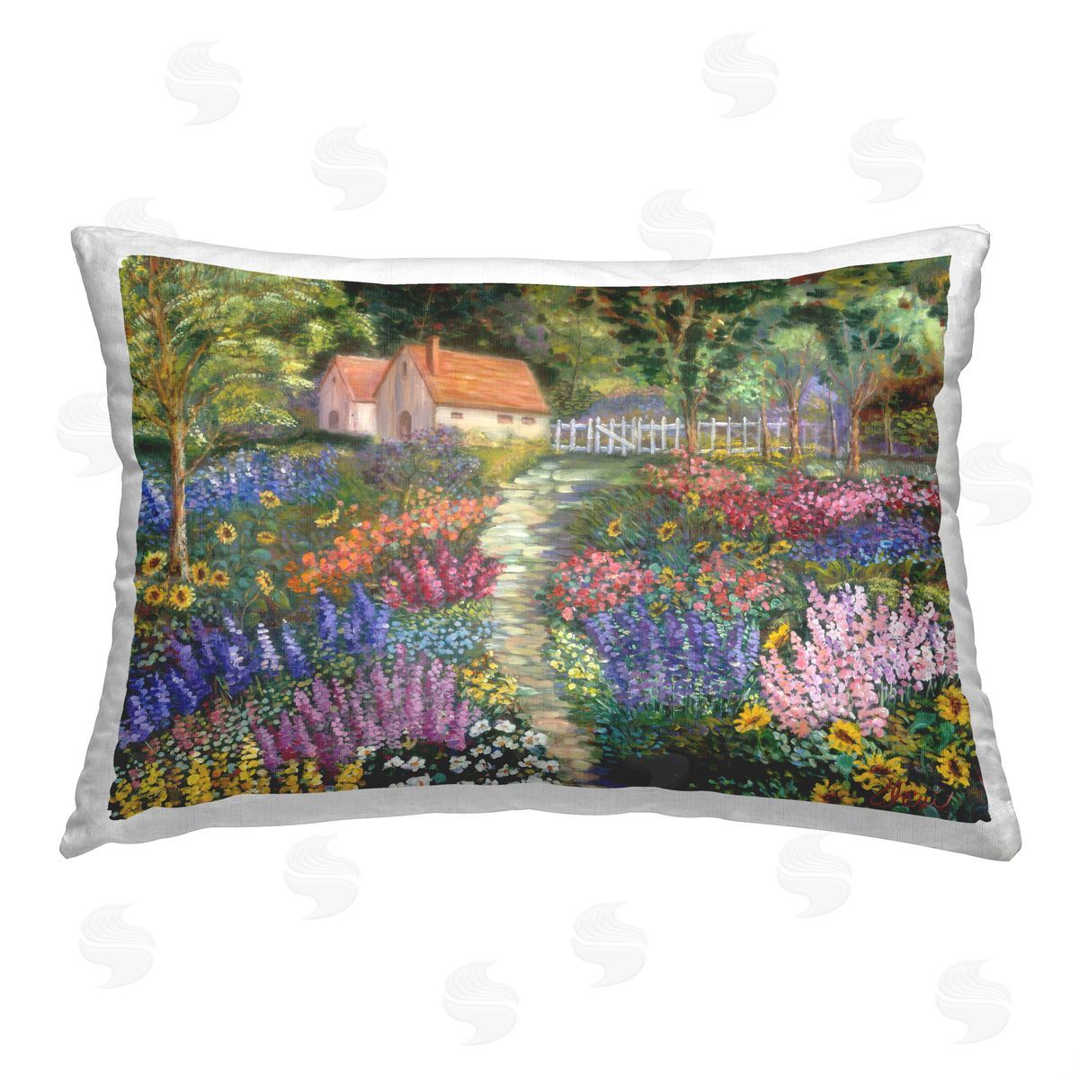 Alexi Fine Floral Garden Cottage Printed Plush Polyester Throw Pillow
