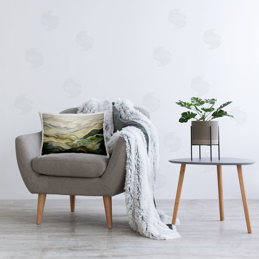 Riley B Abstract Hills Landscape Printed Plush Polyester Throw Pillow On Chair