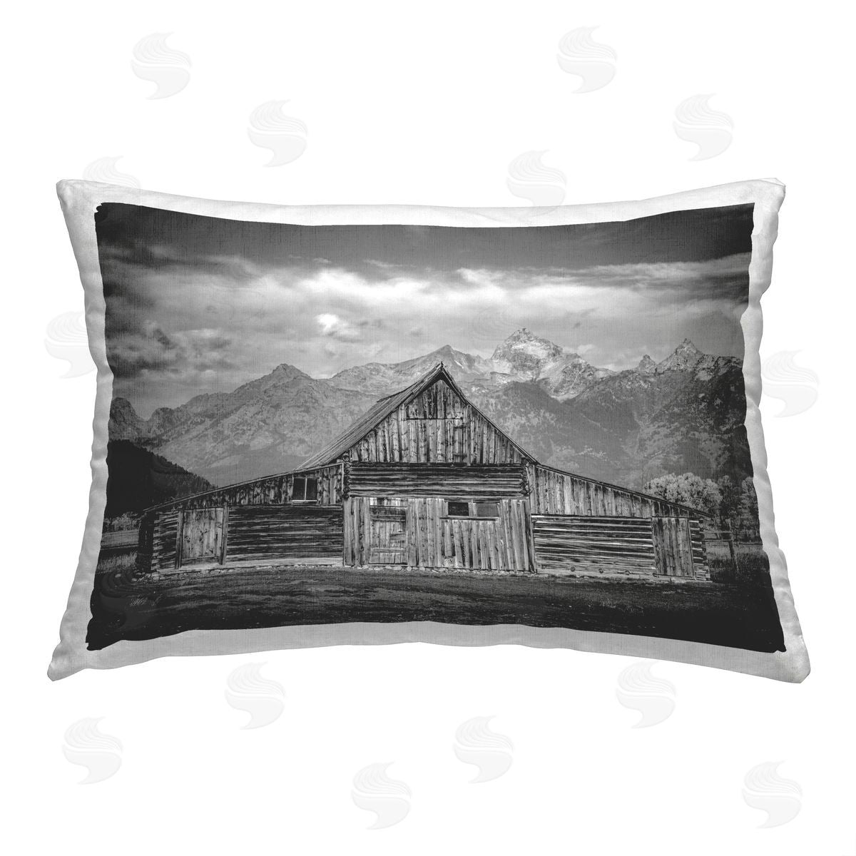 Daniel Sproul Rural Mountain Barn Printed Plush Polyester Throw Pillow