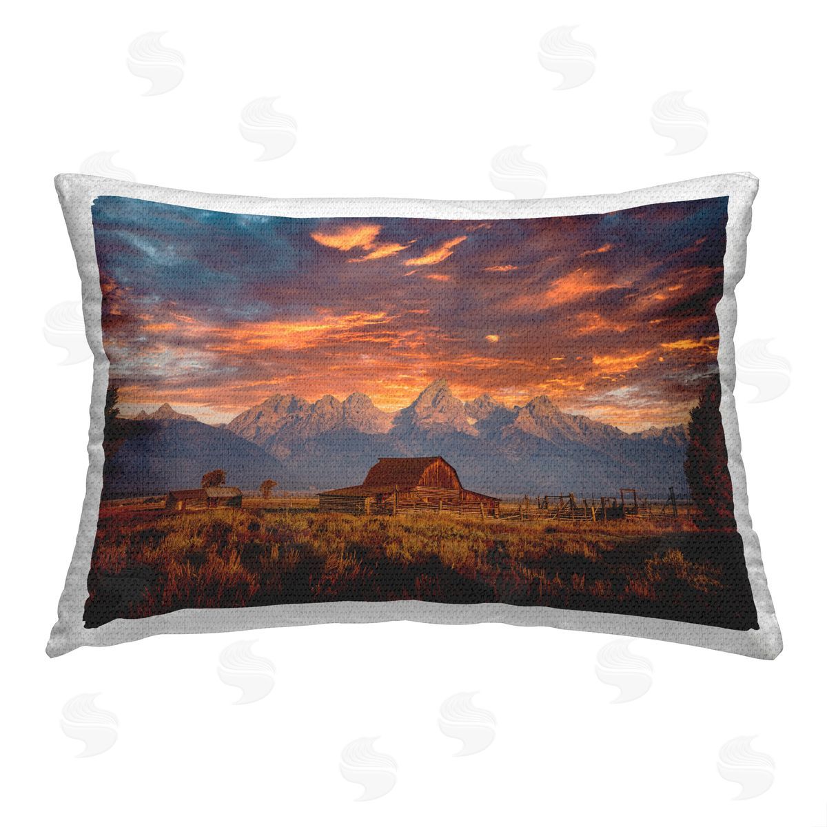 Daniel Sproul Mountain Cabin Sunrise Outdoor Quick-Dry Polyester Printed Throw Pillow