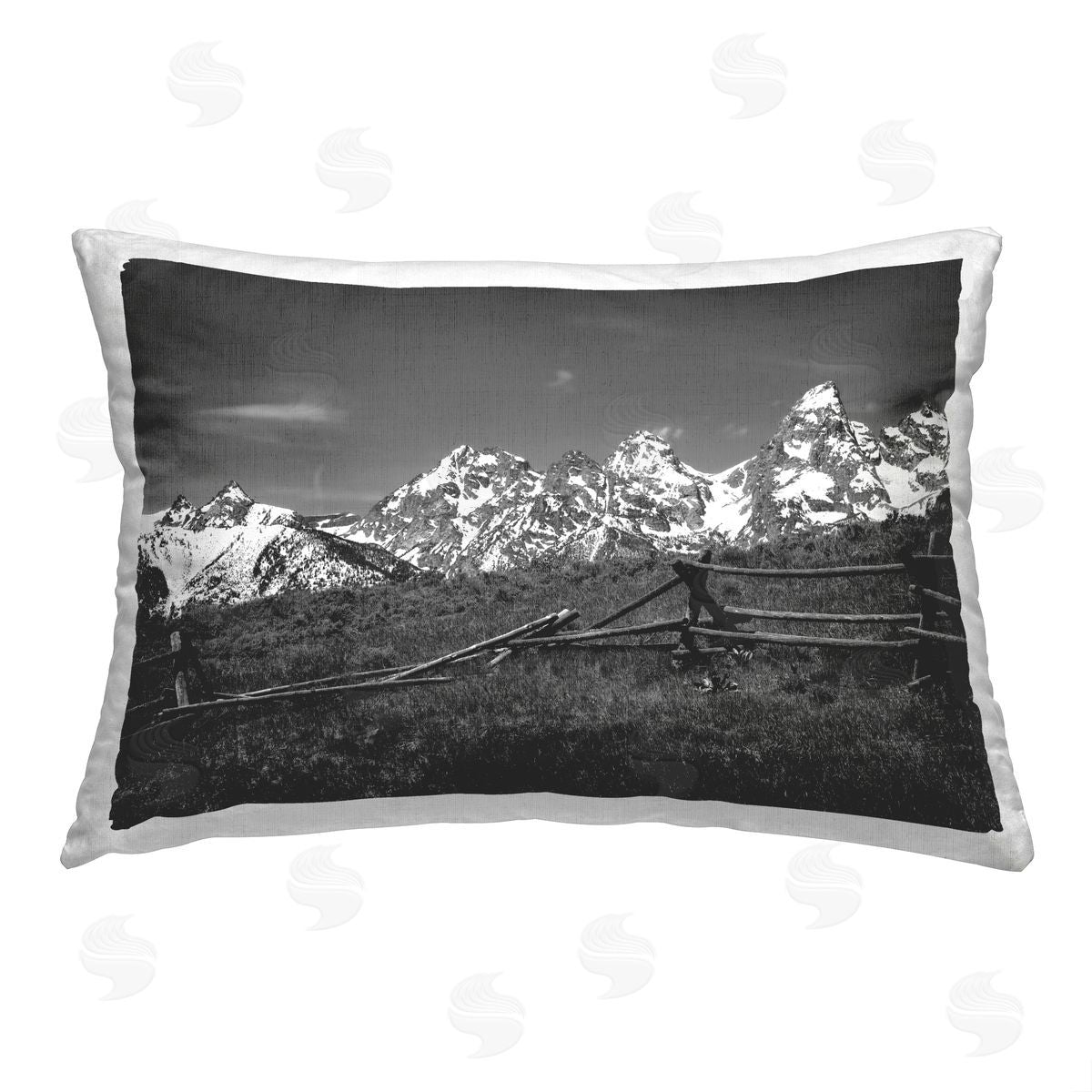 Daniel Sproul Fence & Mountain Peaks Printed Plush Polyester Throw Pillow