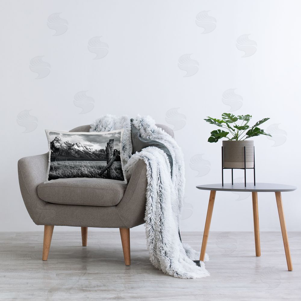 Steve Toole Rustic Rural Fence Printed Plush Polyester Throw Pillow On Chair