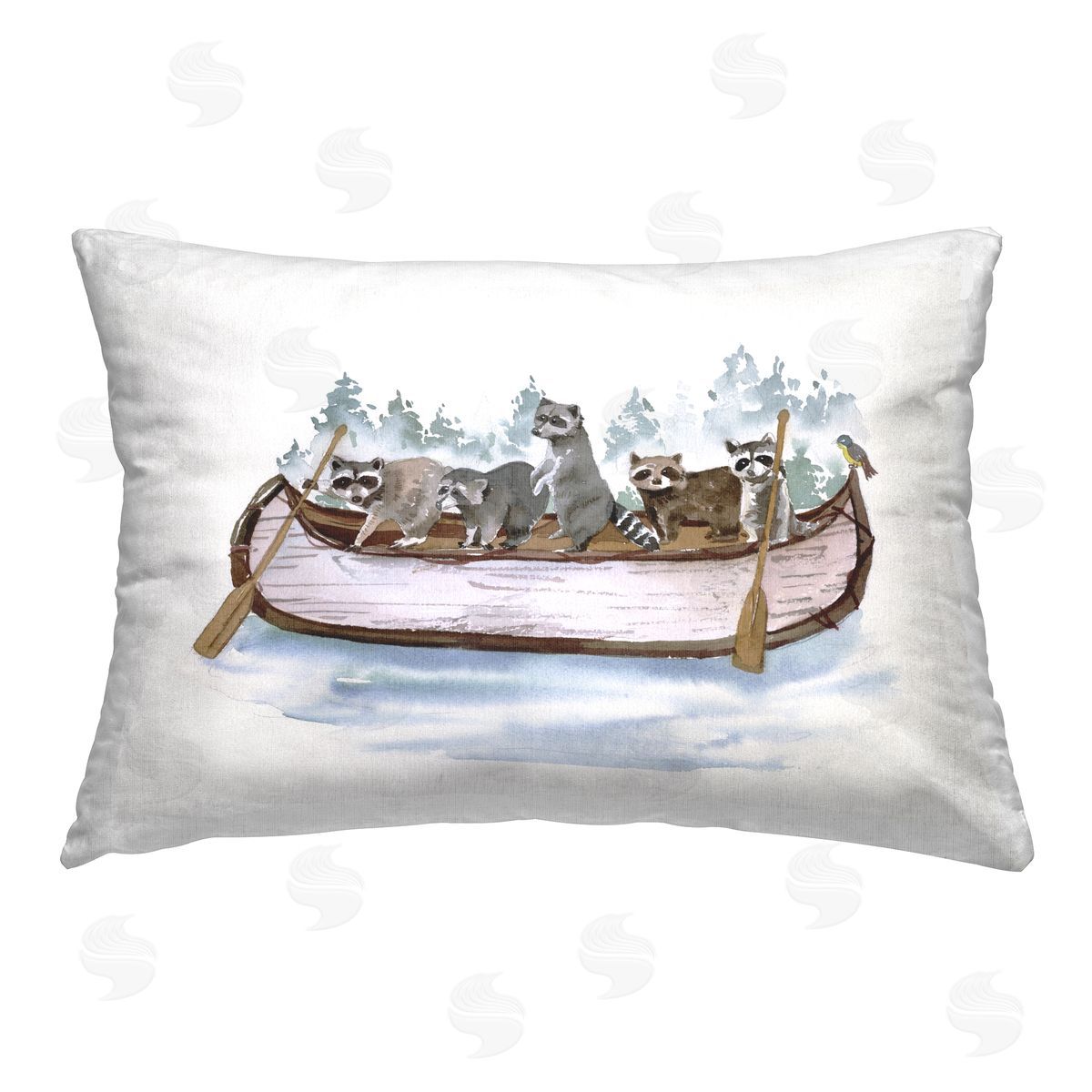 Masey St. Studios Raccoons on Rowboat Printed Plush Polyester Throw Pillow