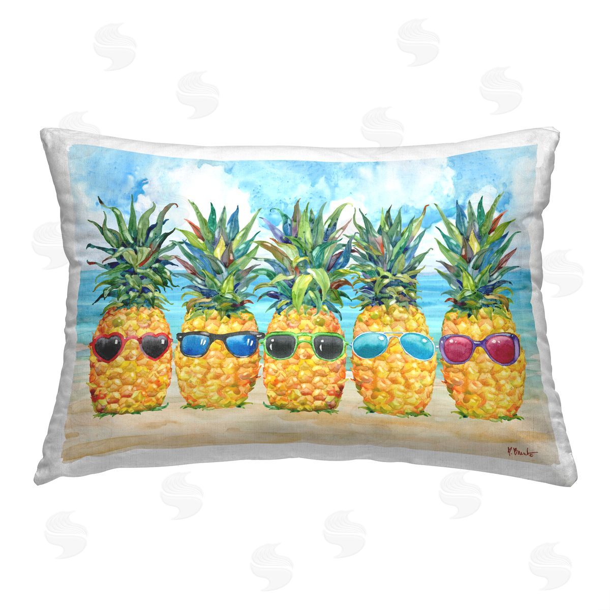 Paul Brent Pineapples with Sunglasses Printed Plush Polyester Throw Pillow