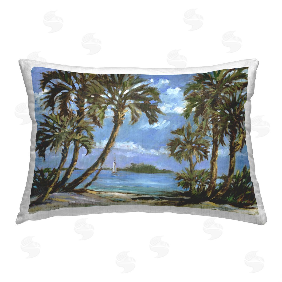 Paul Brent Palm Trees on Shore Printed Plush Polyester Throw Pillow