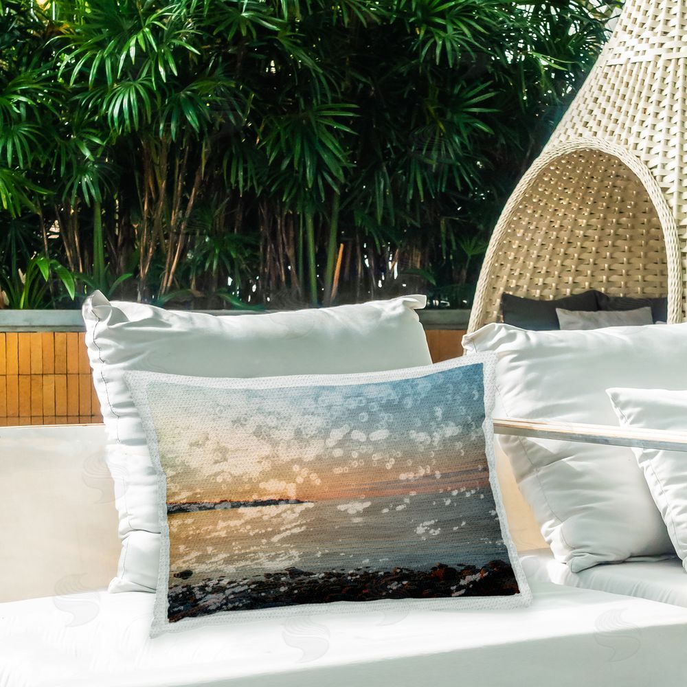 Stupell Studio Coast at Sunrise Outdoor Quick-Dry Polyester Printed Throw Pillow in Back Yard