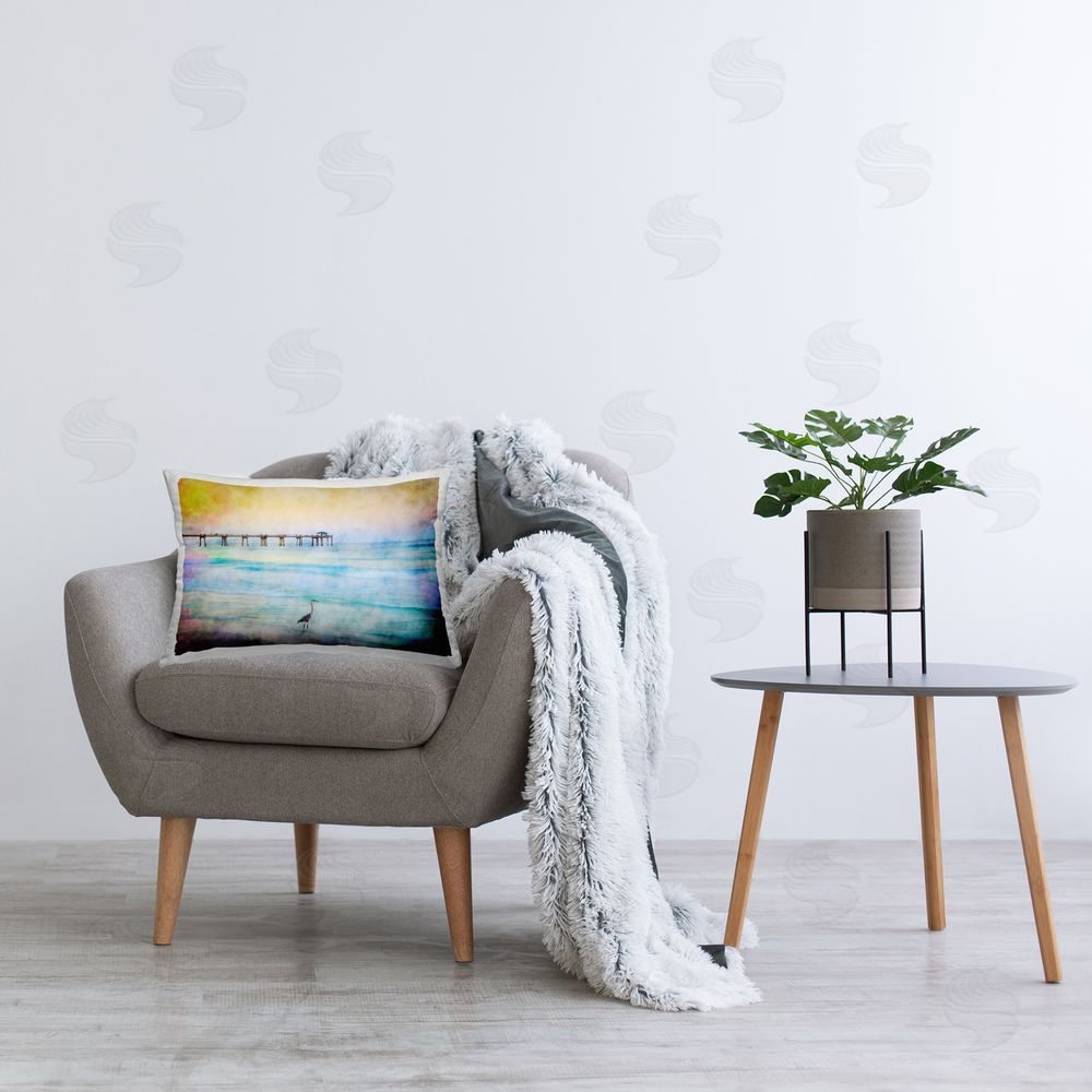 Daniel Sproul Coastal Pier Abstraction Printed Plush Polyester Throw Pillow On Chair