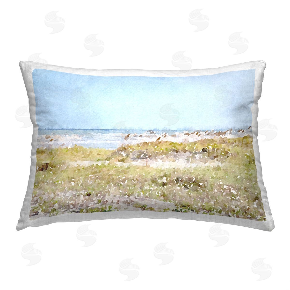 Stede Bonnett Coastal Sea Grass Printed Plush Polyester Throw Pillow