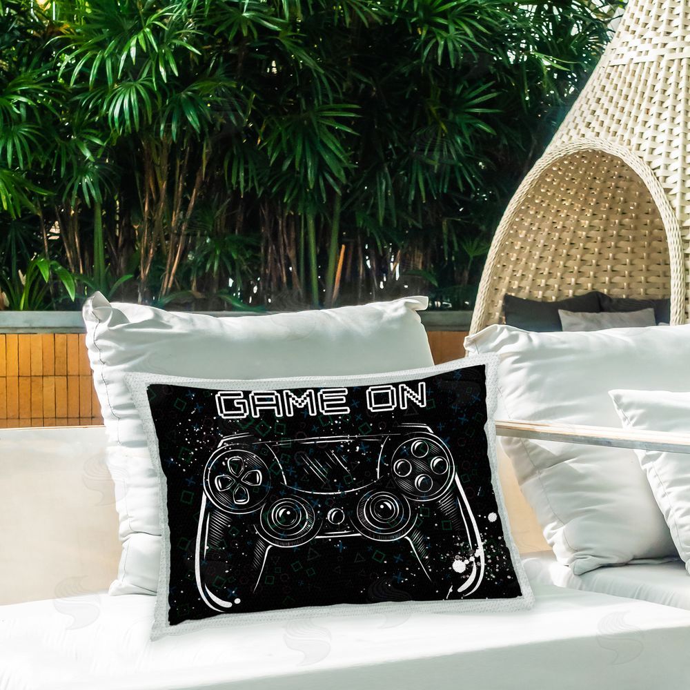 Elephant Stock Black Game On Phrase Outdoor Quick-Dry Polyester Printed Throw Pillow in Back Yard