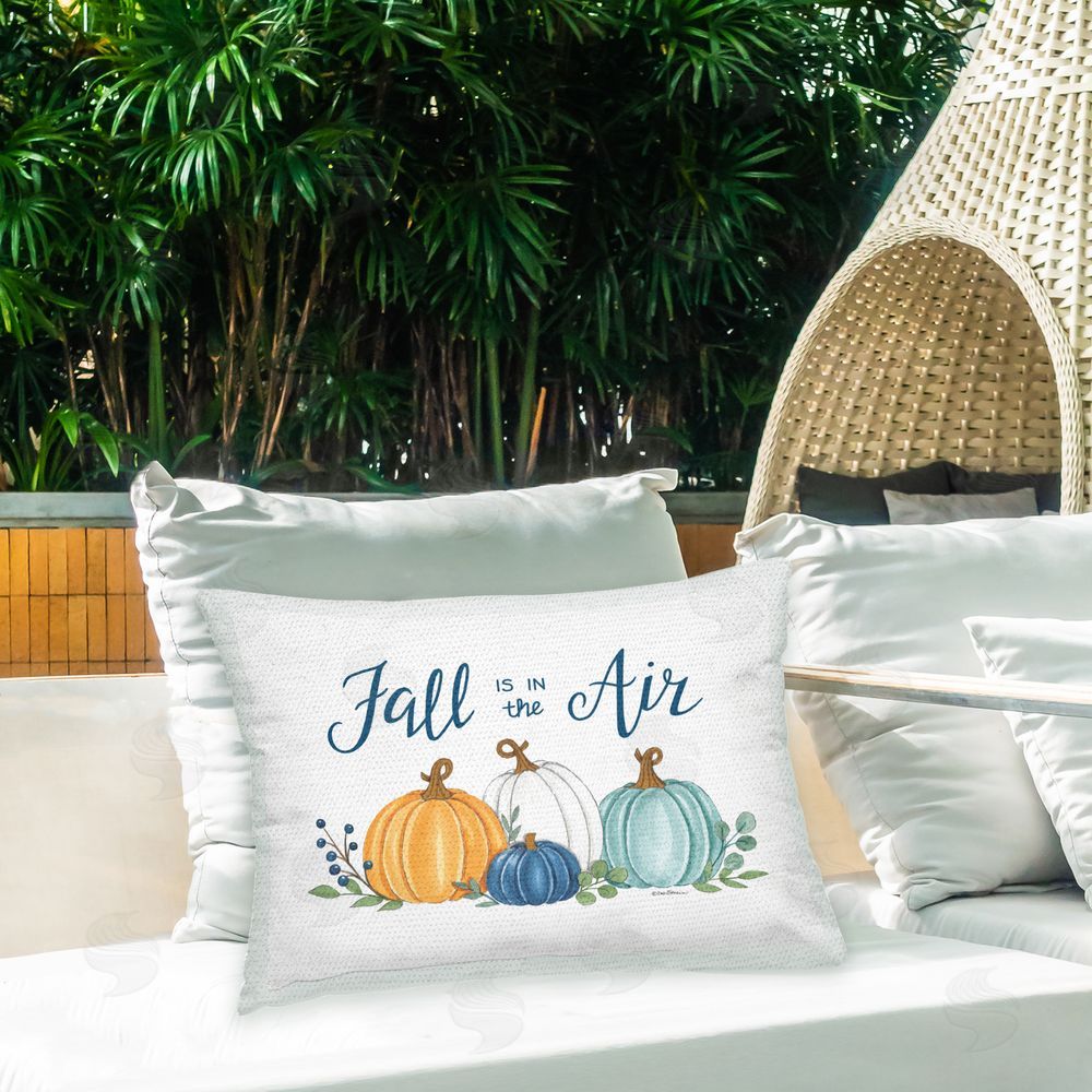 Deb Strain Fall In The Air Pumpkins Outdoor Quick-Dry Polyester Printed Throw Pillow in Back Yard