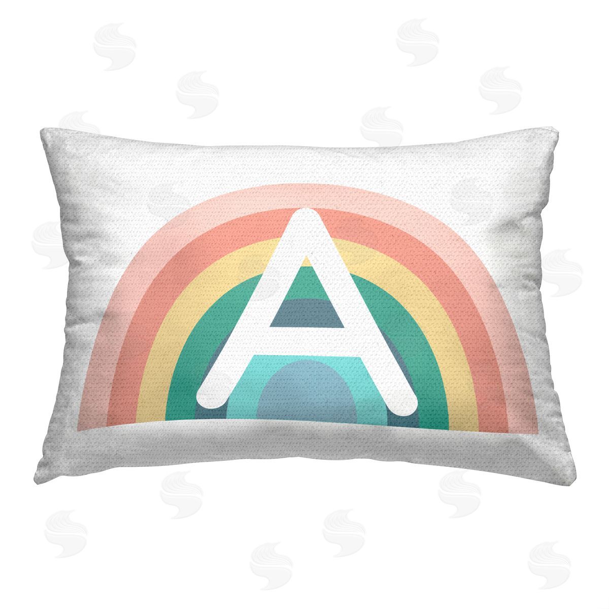 Daphne Polselli Rainbow Initial A Outdoor Quick-Dry Polyester Printed Throw Pillow