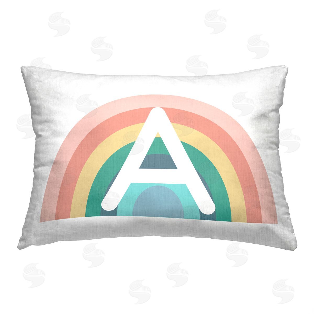 Daphne Polselli Rainbow Initial A Printed Plush Polyester Throw Pillow